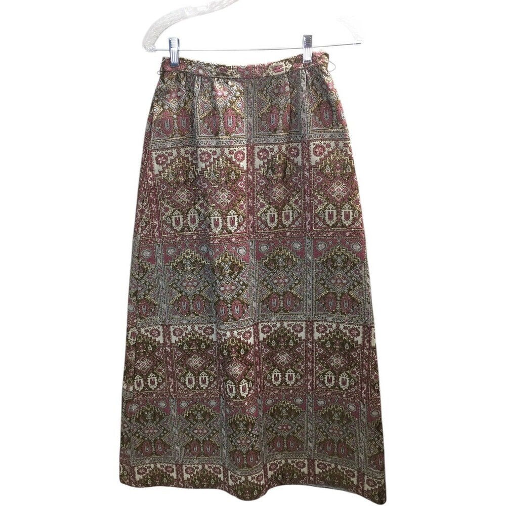 Nelly De Grab Skirt Women's Size 10 Pink Geometric Aztec Embroidery Zip Closure
